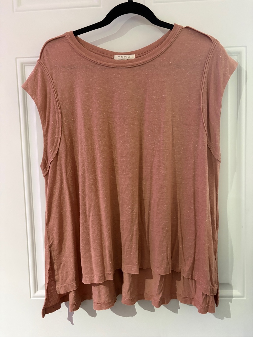 Z Supply Dusty Rose Layered Cap-Sleeve Tank
